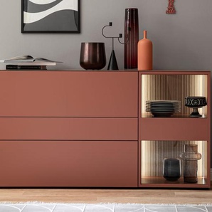 Sideboard Amaya, samtbeere/Eiche, inkl. inkl. Push to Open Funktion