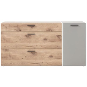 Sideboard Baveno, Eiche-Nachbildung/hellgrau, inkl. Frontbeleuchtung