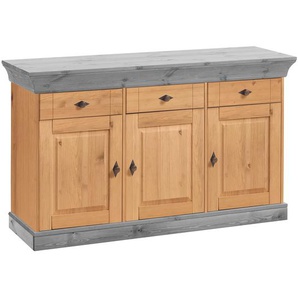 Sideboard I 143 x 85 x 45cm Braun/Kiefer Laugenfarbig/Kiefer Grau