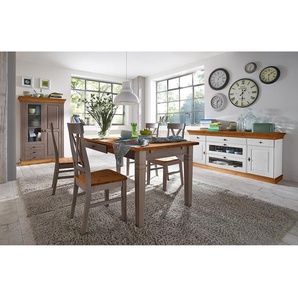 Sideboard II 185 x 85 x 45cm Weiß/Kiefer Weiß/Kiefer Bernstein