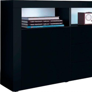 Sideboard BORCHARDT MÖBEL Santa Fe, schwarz (schwarz matt mit perlstruktur), B:200cm H:72cm T:35cm, Holzwerkstoff, Spanplatte, Sideboards, Breite 200 cm