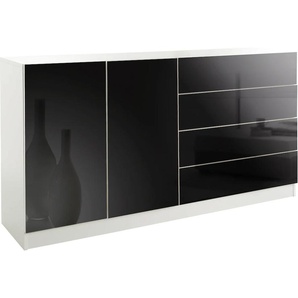 Sideboard BORCHARDT MÖBEL Vaasa, schwarz (weiß matt, schwarz hochglanz), B:152cm H:79cm T:35cm, Holzwerkstoff, Sideboards, Breite 152 cm