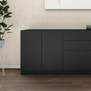 Sideboard BORCHARDT MÖBEL Vaasa, schwarz (schwarz matt), B:190cm H:79cm T:35cm, Sideboards, Breite 190 cm