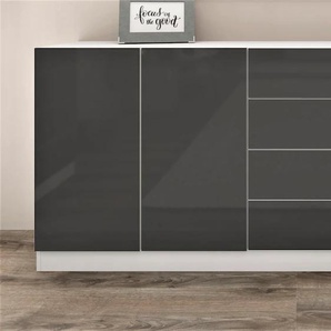 Sideboard BORCHARDT MÖBEL Vaasa, weiß (weiß matt, graphit hochglanz), B:190cm H:79cm T:35cm, Sideboards, Breite 190 cm