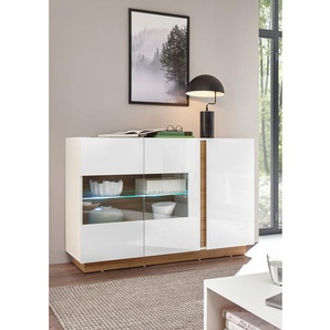 Sideboard I 138 x 91 x 40cm Weiß/Hochglanz Weiß