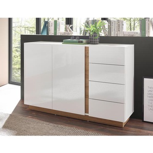 Sideboard III 138 x 91 x 40cm Weiß/Hochglanz Weiß