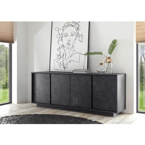 Sideboard 180 x 79 x 43cm Grau/Marmor Anthrazit Dekor