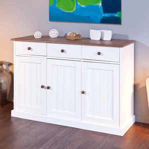 Sideboard 130 x 86 x 45cm Weiß/Weiß