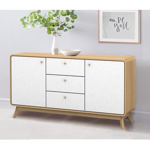 Sideboard 140 x 75 x 39cm Braun/Weiß/Eiche Dekor