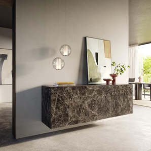 Sideboard Cuor 180 cm Keramik Laminam® Emperador Extra Lucidato Dunkelbraun 2 Türen 3 Schubfächer Schwebend, Sideboards