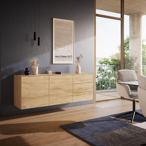 Sideboard Cuor 180 cm Keramik Laminam® Sabbia Eichefarbig 2 Türen 3 Schubfächer Schwebend, Sideboards
