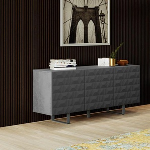 Sideboard DIVENTA Sideboards Gr. B/H/T: 165 cm x 67 cm x 45 cm, schwarz (beton schwarz) Sideboards Breite 165 cm