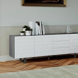 Sideboard DIVENTA Sideboards Gr. B/H/T: 220 cm x 67 cm x 45 cm, weiß (beton weiß) Sideboards Breite 220 cm