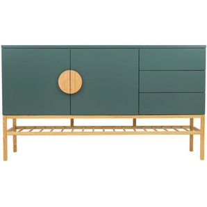 Xxxl Sideboard, Dunkelgrün, Holzwerkstoff, Eiche, massiv, 2 Fächer, 3 Schubladen, 176x100x43 cm, Beimöbel erhältlich, Wohnzimmer, Kommoden &