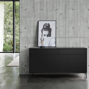 Sideboard Fiete 160 cm - Schwarz matt lackiert mit Metalluntergestell