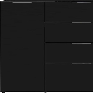 Sideboard GERMANIA Oakland Sideboards Gr. B/H/T: 134 cm x 102 cm x 42 cm, 4, schwarz Sideboards in 2 Breiten, Fronten und Oberboden mit Glasauflage