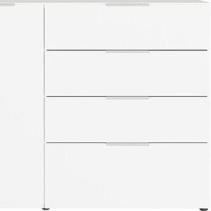 Sideboard GERMANIA Oakland Sideboards Gr. B/H/T: 134 cm x 102 cm x 42 cm, 4, weiß Sideboards in 2 Breiten, Fronten und Oberboden mit Glasauflage