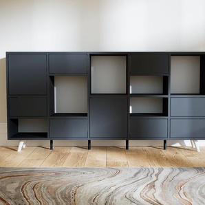 Sideboard Graphitgrau - Sideboard: Schubladen in Graphitgrau & Türen in Graphitgrau - Hochwertige Materialien - 195 x 91 x 34 cm, konfigurierbar