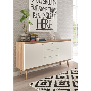 Sideboard 160 x 83 x 40cm Braun/Weiß