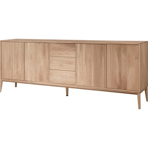Sideboard HOME AFFAIRE Koda, beige (natur), B:221,6cm H:81,9cm T:41,5cm, Sideboards, Schubladen und Türen mit push to open funktion, Topseller