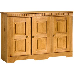 Sideboard HOME AFFAIRE Lisa Sideboards Gr. B/H/T: 122 cm x 80 cm x 35 cm, beige (natur gebeizt, gewachst) Sideboards aus massivem Kiefernholz, wahlweise mit 3 oder 4 Türen erhältlich