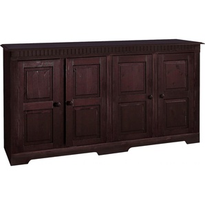 Sideboard HOME AFFAIRE Lisa Sideboards Gr. B/H/T: 158,5 cm x 80 cm x 35 cm, braun (dunkelbraun) Sideboards aus massivem Kiefernholz, wahlweise mit 3 oder 4 Türen erhältlich