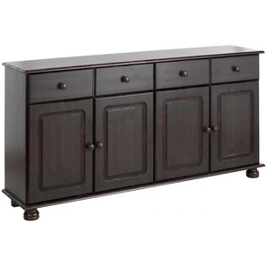 Sideboard HOME AFFAIRE Mette Sideboards Gr. B/H/T: 156 cm x 77 cm x 34 cm, 2, braun (dunkelbraun) Sideboards aus massivem Kiefernholz, in weiteren Farbvarianten, Breite 156 cm