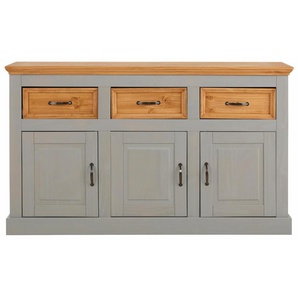 Sideboard HOME AFFAIRE Selma Sideboards Gr. B/H/T: 145 cm x 87 cm x 38 cm, 3, grau (grau, gebeizt) Sideboards