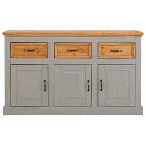 Sideboard HOME AFFAIRE Selma Sideboards Gr. B/H/T: 145 cm x 87 cm x 38 cm, 3, grau (grau, gebeizt) Sideboards aus massivem Kiefernholz