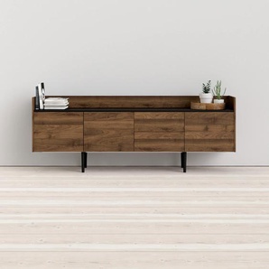Sideboard HOME AFFAIRE Unit Sideboards Gr. B/H/T: 195,5 cm x 73,2 cm x 40,5 cm, 2, braun (walnuss, schwarz) Sideboards pflegeleichte Folienbeschichtung, mit vielen Stauraummöglichkeiten