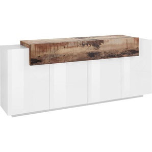 Sideboard INOSIGN Coro Sideboards Gr. B/H/T: 200 cm x 85,6 cm x 45 cm, weiß (weiß hochglanz, ahornfarben) Sideboards Breite ca. 200 cm
