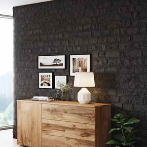 Sideboard INOSIGN PARIS, beige (eichefarbe votan, eichefarbe votan), B:111cm H:68cm T:39cm, Sideboards, Moderne 110cm breite grifflose Kommode, vielseitig einsetzbar