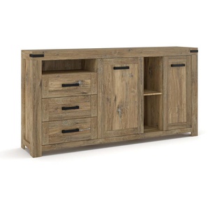 Sideboard Joana, Holzdekor, Rustic-Eiche massiv