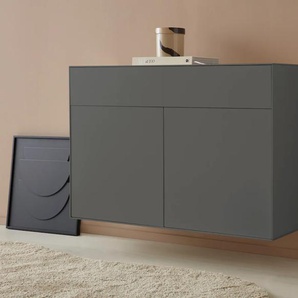 Sideboard LEGER HOME BY LENA GERCKE Essentials Sideboards Gr. B/H/T: 112 cm x 74 cm x 42 cm, 1, grau (anthrazit) Sideboards Breite: 112cm, MDF lackiert, Push-to-open-Funktion
