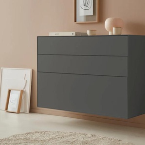 Sideboard LEGER HOME BY LENA GERCKE Essentials Sideboards Gr. B/H/T: 112 cm x 74 cm x 42 cm, 3, grau (anthrazit) Sideboards Breite: 112cm, MDF lackiert, Push-to-open-Funktion