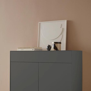 Sideboard LEGER HOME BY LENA GERCKE Essentials Sideboards Gr. B/H/T: 112 cm x 90 cm x 42 cm, 1, grau (anthrazit) Sideboards Breite: 112cm, MDF lackiert, Push-to-open-Funktion