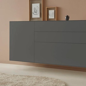 Sideboard LEGER HOME BY LENA GERCKE Essentials Sideboards Gr. B/H/T: 167 cm x 74 cm x 42 cm, 3, grau (anthrazit) Sideboards Breite: 167cm, MDF lackiert, Push-to-open-Funktion