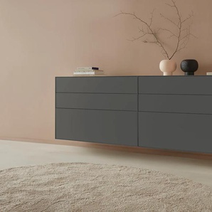 Sideboard LEGER HOME BY LENA GERCKE Essentials Sideboards Gr. B/H/T: 224 cm x 74 cm x 42 cm, 6, grau (anthrazit) Sideboards Breite: 224cm, MDF lackiert, Push-to-open-Funktion