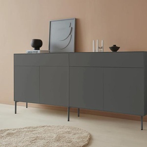 Sideboard LEGER HOME BY LENA GERCKE Essentials Sideboards Gr. B/H/T: 224 cm x 90 cm x 42 cm, 2, grau (anthrazit) Sideboards Breite: 224cm, MDF lackiert, Push-to-open-Funktion
