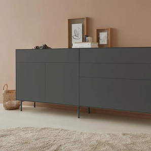 Sideboard LEGER HOME BY LENA GERCKE Essentials Sideboards Gr. B/H/T: 224 cm x 90 cm x 42 cm, 4, grau (anthrazit) Sideboards Breite: 224cm, MDF lackiert, Push-to-open-Funktion