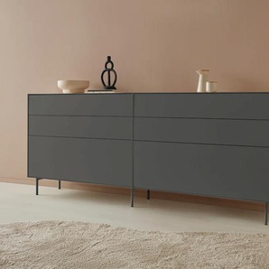 Sideboard LEGER HOME BY LENA GERCKE Essentials Sideboards Gr. B/H/T: 224 cm x 90 cm x 42 cm, 6, grau (anthrazit) Sideboards Breite: 224cm, MDF lackiert, Push-to-open-Funktion