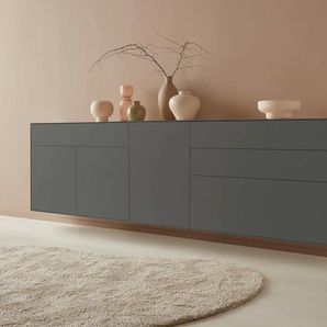 Sideboard LEGER HOME BY LENA GERCKE Essentials Sideboards Gr. B/H/T: 279 cm x 74 cm x 42 cm, 4, grau (anthrazit) Sideboards Breite: 279cm, MDF lackiert, Push-to-open-Funktion