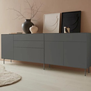 Sideboard LEGER HOME BY LENA GERCKE Essentials Sideboards Gr. B/H/T: 279 cm x 90 cm x 42 cm, 4, grau (anthrazit) Sideboards Breite: 279cm, MDF lackiert, Push-to-open-Funktion