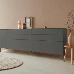 Sideboard LEGER HOME BY LENA GERCKE Essentials Sideboards Gr. B/H/T: 279 cm x 90 cm x 42 cm, 6, grau (anthrazit) Sideboards Breite: 279cm, MDF lackiert, Push-to-open-Funktion