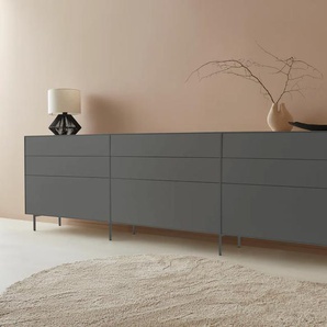 Sideboard LEGER HOME BY LENA GERCKE Essentials Sideboards Gr. B/H/T: 336 cm x 90 cm x 42 cm, 6, grau (anthrazit) Sideboards Breite: 335cm, MDF lackiert, Push-to-open-Funktion