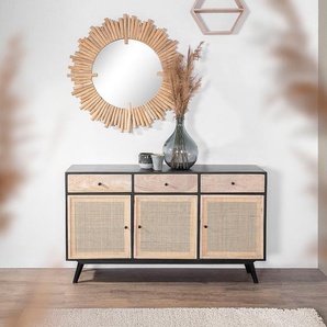 Sideboard Lexham 155 x 90 x 42cm Schwarz/Beige