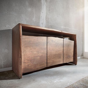 Sideboard Live-Edge 145 cm Akazie Braun 3 Türen Baumkante, Sideboards, Baumkantenmöbel, Massivholzmöbel, Massivholz
