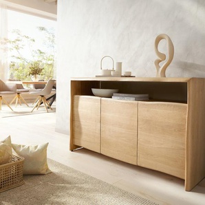 Sideboard Live-Edge 145 cm Eiche Natur 3 Türen Massiv, Sideboards, Baumkantenmöbel, Massivholzmöbel, Massivholz