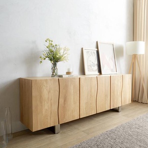 Sideboard Live-Edge 220 cm Eiche Natur Massiv 6 Türen, Sideboards, Baumkantenmöbel, Massivholzmöbel, Massivholz