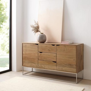 Sideboard Loca 140x39 cm Akazie Natur 3 Schübe 2 Türen, Sideboards